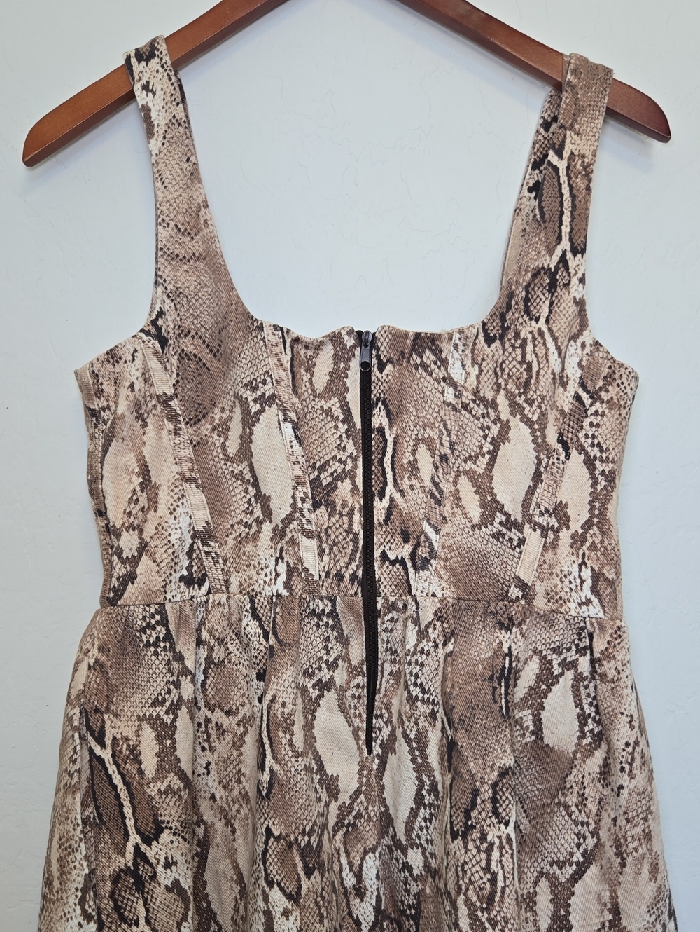 Wayf Savanna Snakeskin Print A-Line Dress Brown Python Pocket Size M NWT - Picture 7 of 14